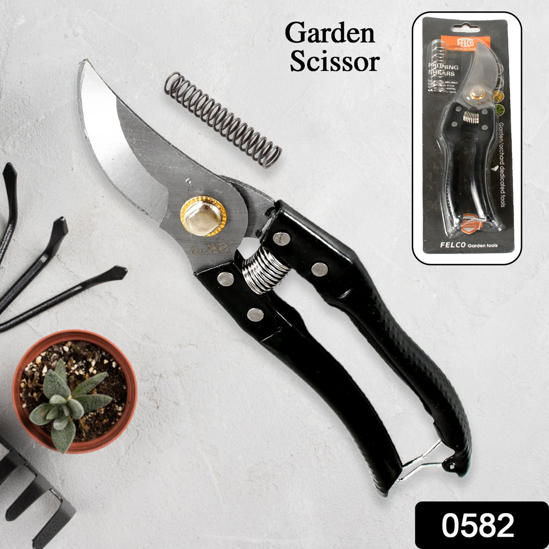 Garden Shears with high carbon steel blades and ergonomic non-slip grip, ready for use.