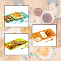 Durable 4-compartment plastic dinner plate, perfect for separating food items.