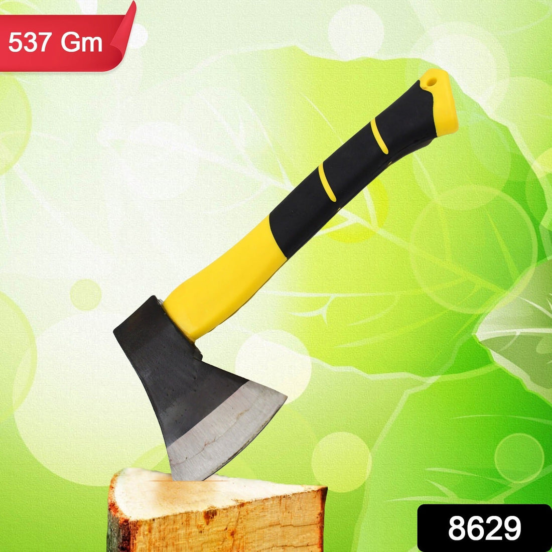 Durable Hatchet Axe with fiberglass handle and sharp steel head.