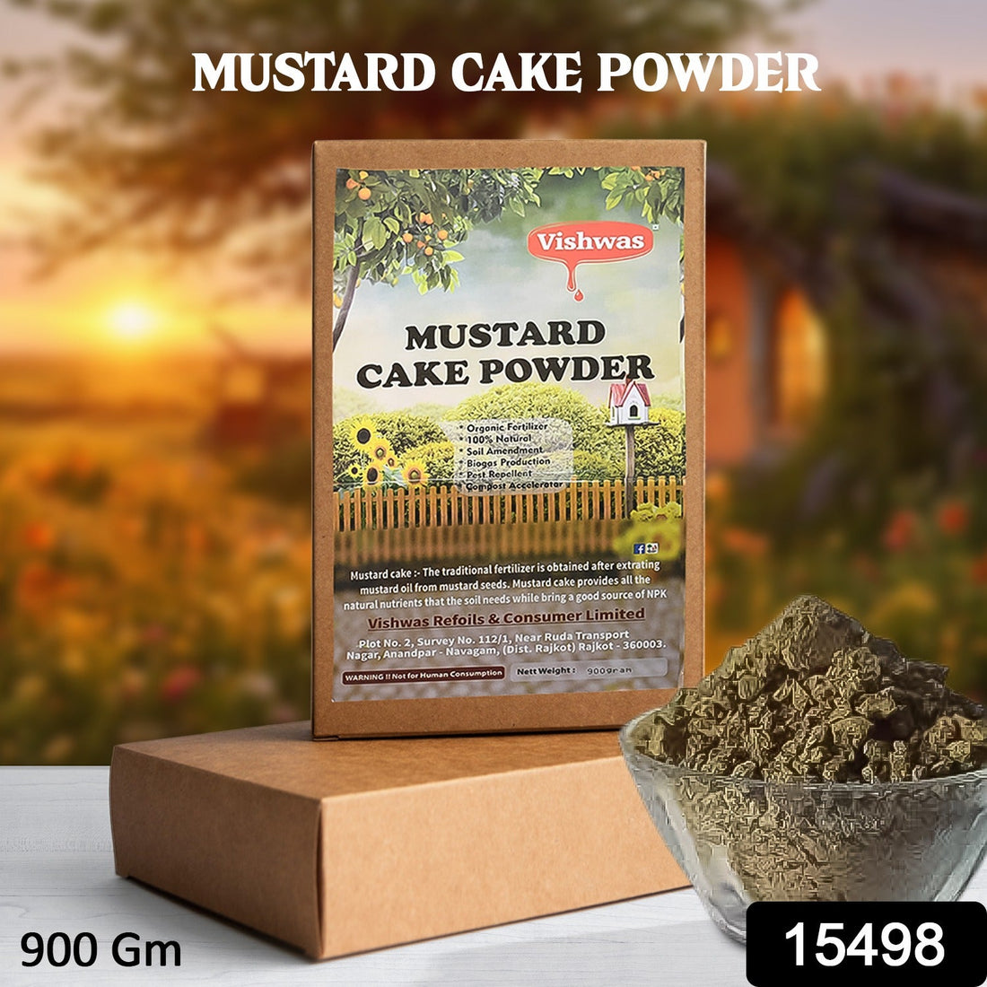 Organic mustard cake fertilizer powder for plant growth booster 900gm