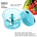 Close-up of the sharp steel blades inside the Ganesh 725ml chopper.