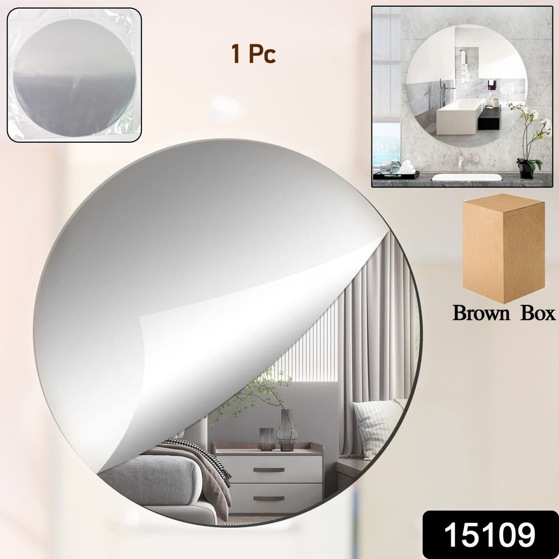 3D mirror wall sticker reflecting light on wall
