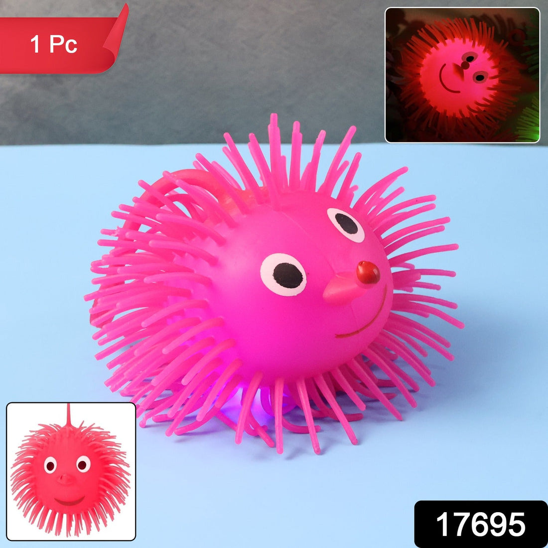 LED spiky puffer ball glowing in the dark with soft rubber texture
