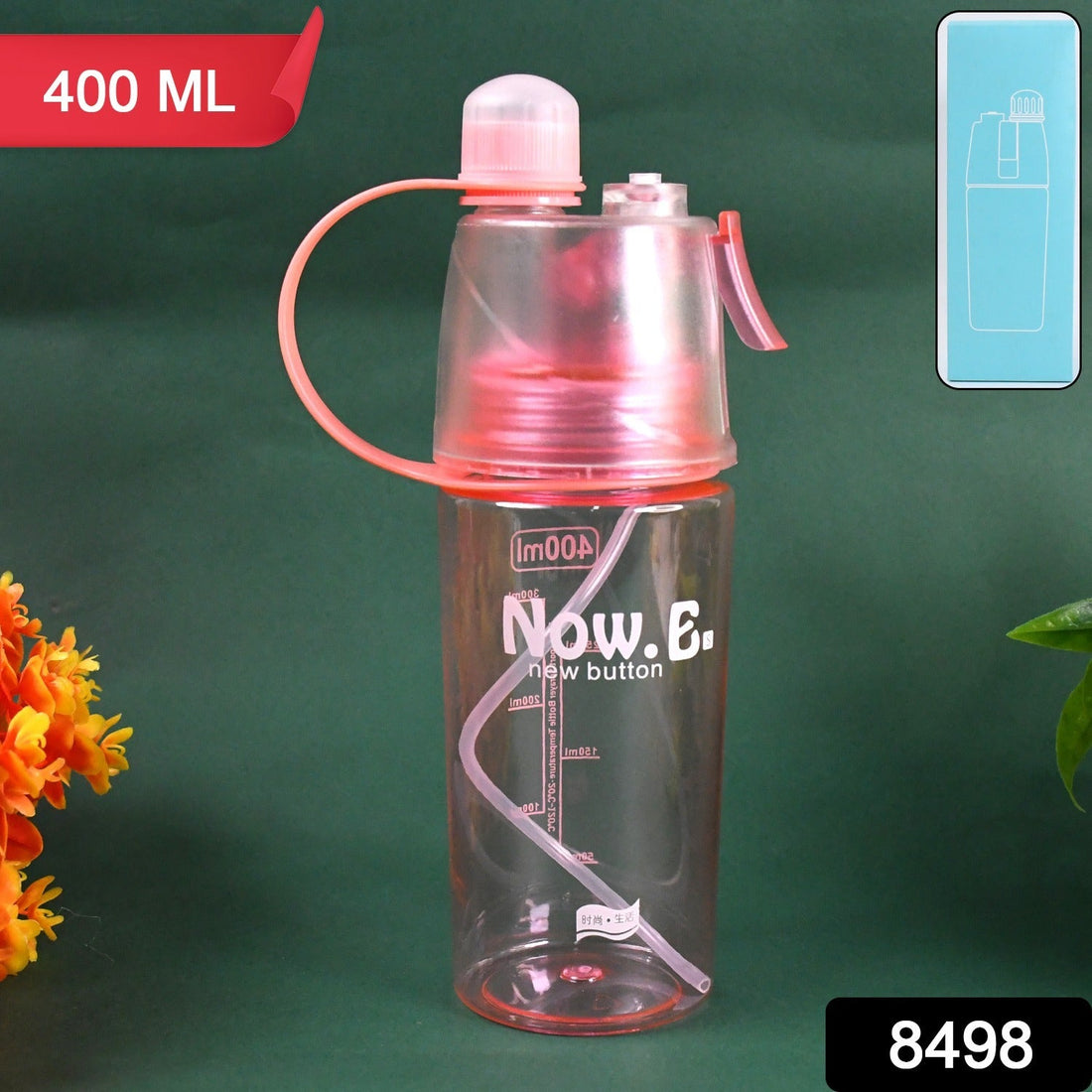 Colorful 2-in-1 mist spray water bottle with push-button spray for quick refreshment
