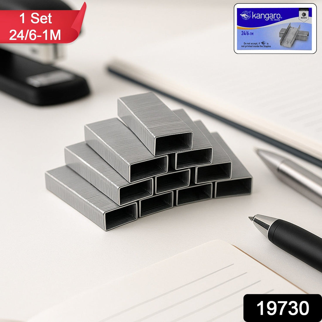 Box of 24/6 galvanized steel staples for office staplers