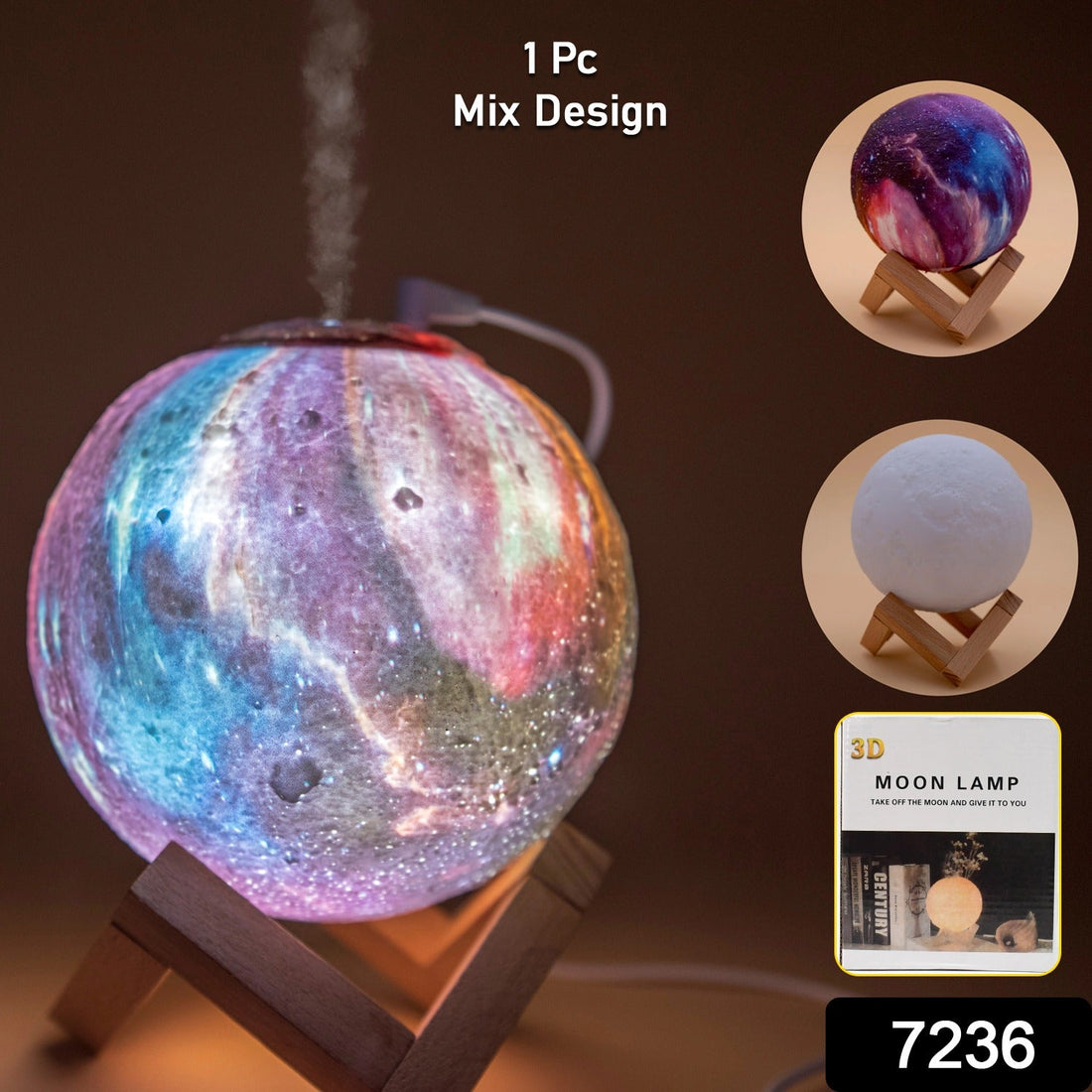 3D Moon Lamp Diffuser glowing with warm light in a modern Indian living room