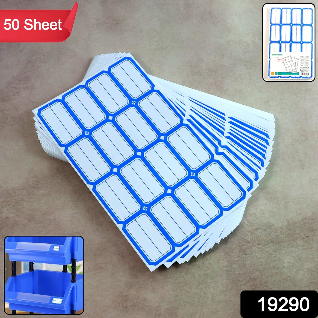 Writable label stickers pack with 50 self-adhesive sheets for organizing