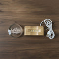 3D crystal LED lamp displayed showing wooden base and horse engraving details