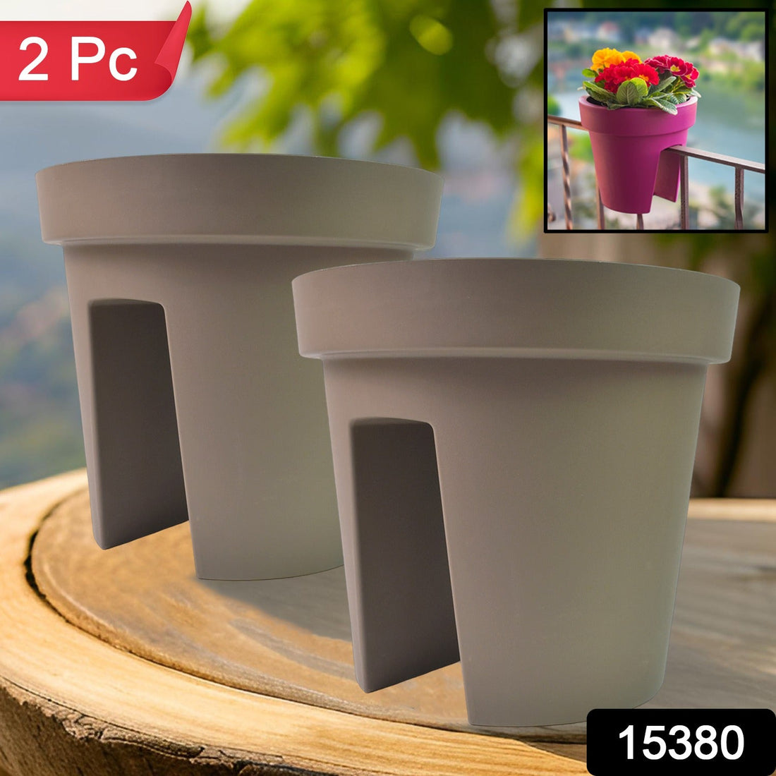 Durable balcony flower pot holder with railing attachment by Plant Edge
