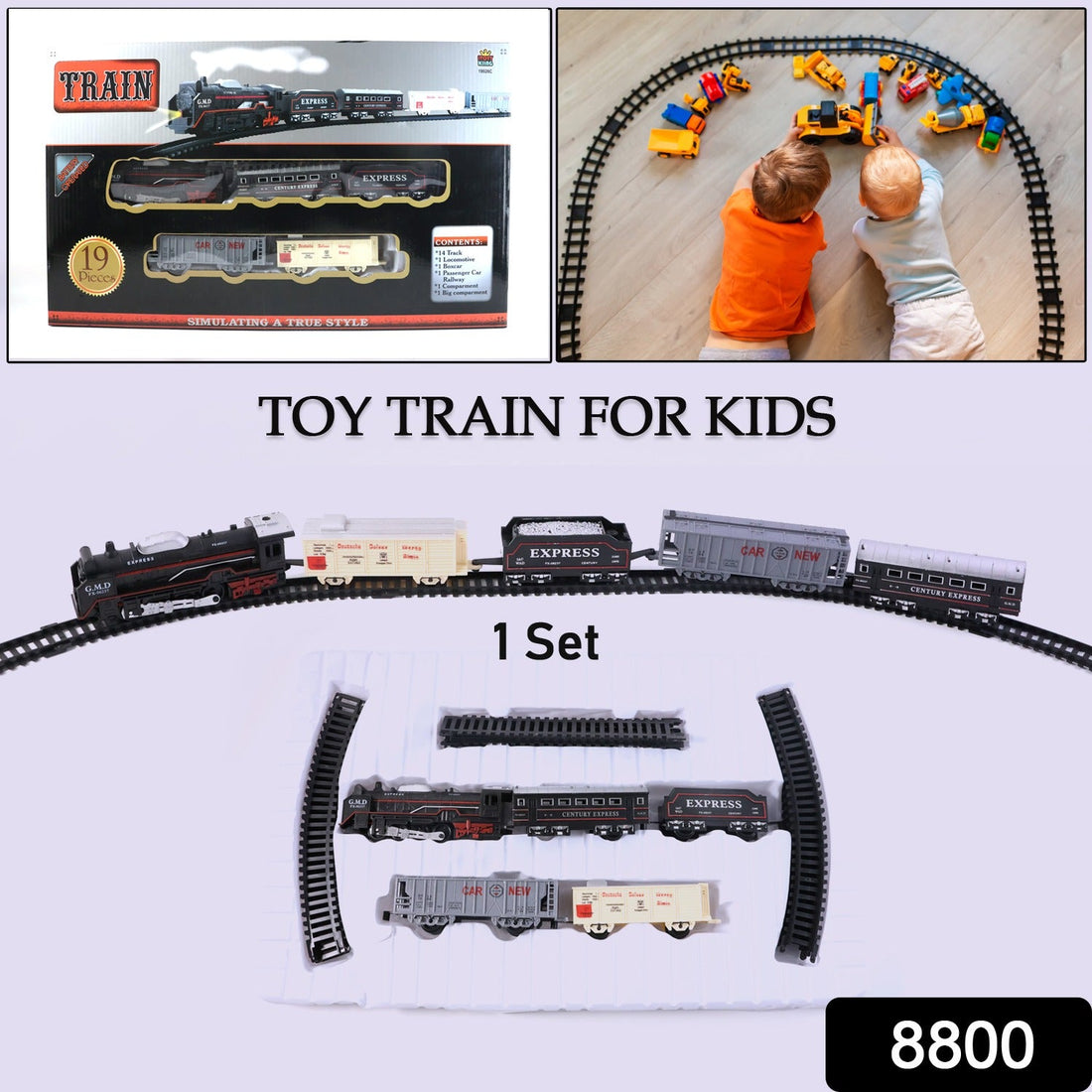 19-piece battery operated toy train set with track for kids