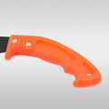 Detail shot of the comfortable rubber grip on the hand pruning saw.