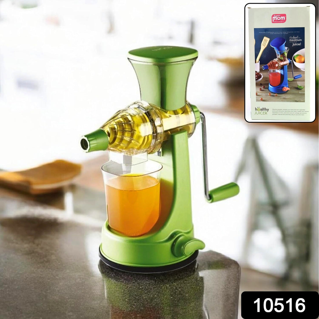 Manual fruit and vegetable juicer with hand crank for fresh juice