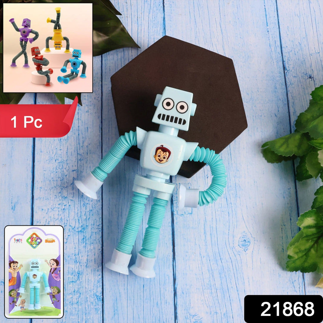 Flexible robot shape magic spring toy showing bendable design