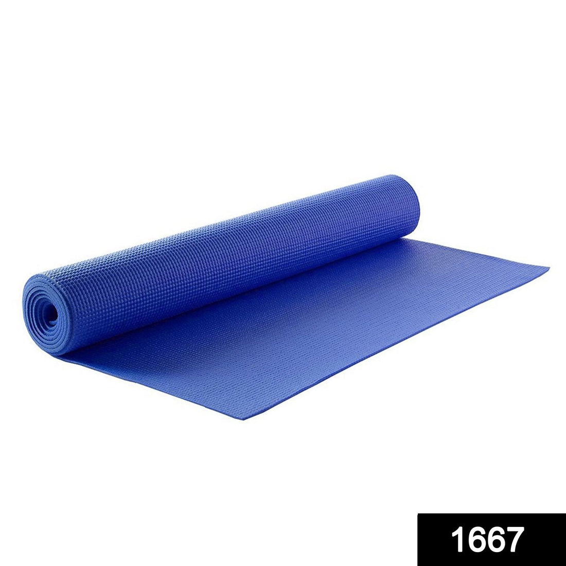 Yoga mat rolled up with carry strap and bag, ready for transport.