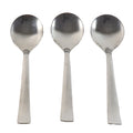 Close view of rust-resistant stainless steel spoons from the set