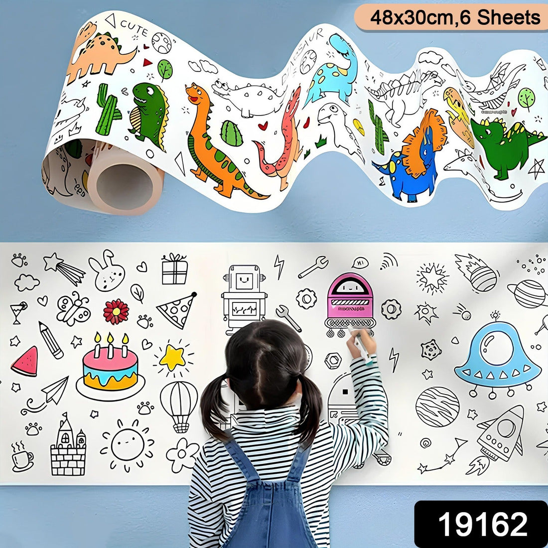 Educational coloring roll featuring ocean theme marine animals for kids