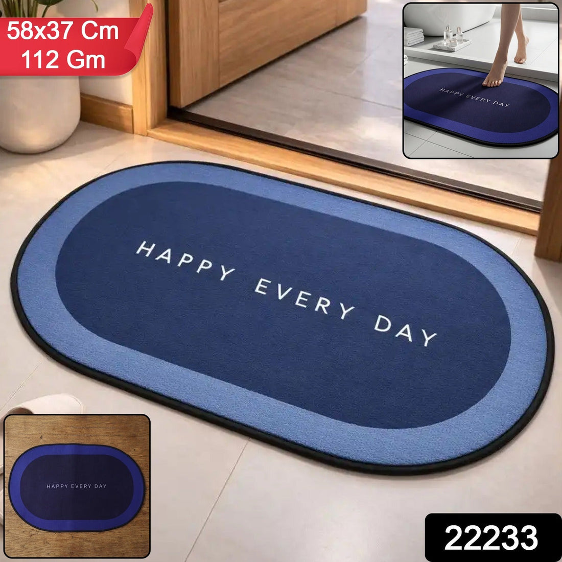 Super absorbent bathroom floor mat oval