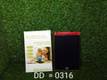 Compact LCD writing tablet with its stylus and replaceable battery.