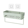 Close-up of the versatile wall-mounted organizer shelf, showing strong adhesive.