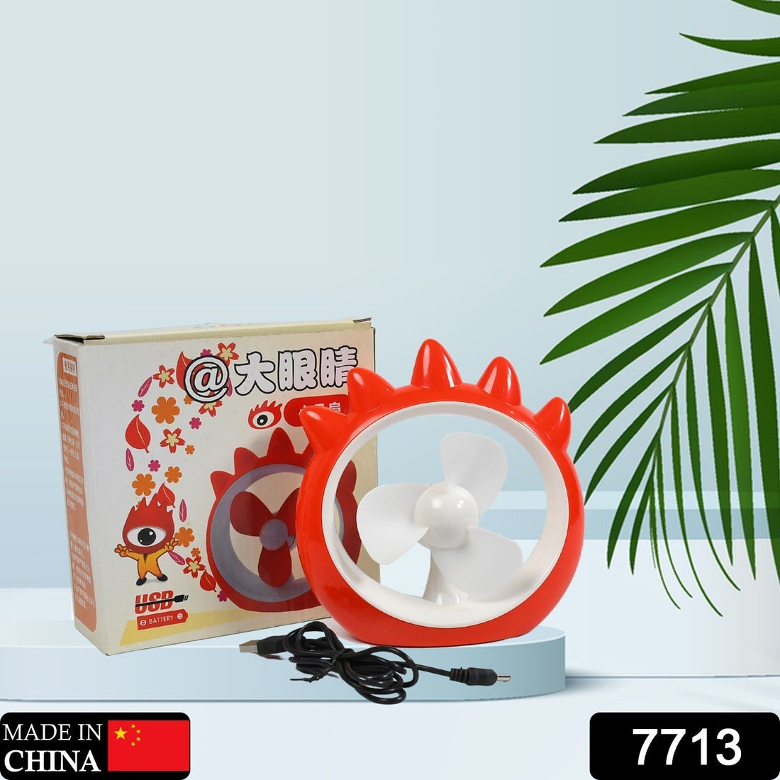 Mini USB rechargeable desk fan in bright colors
