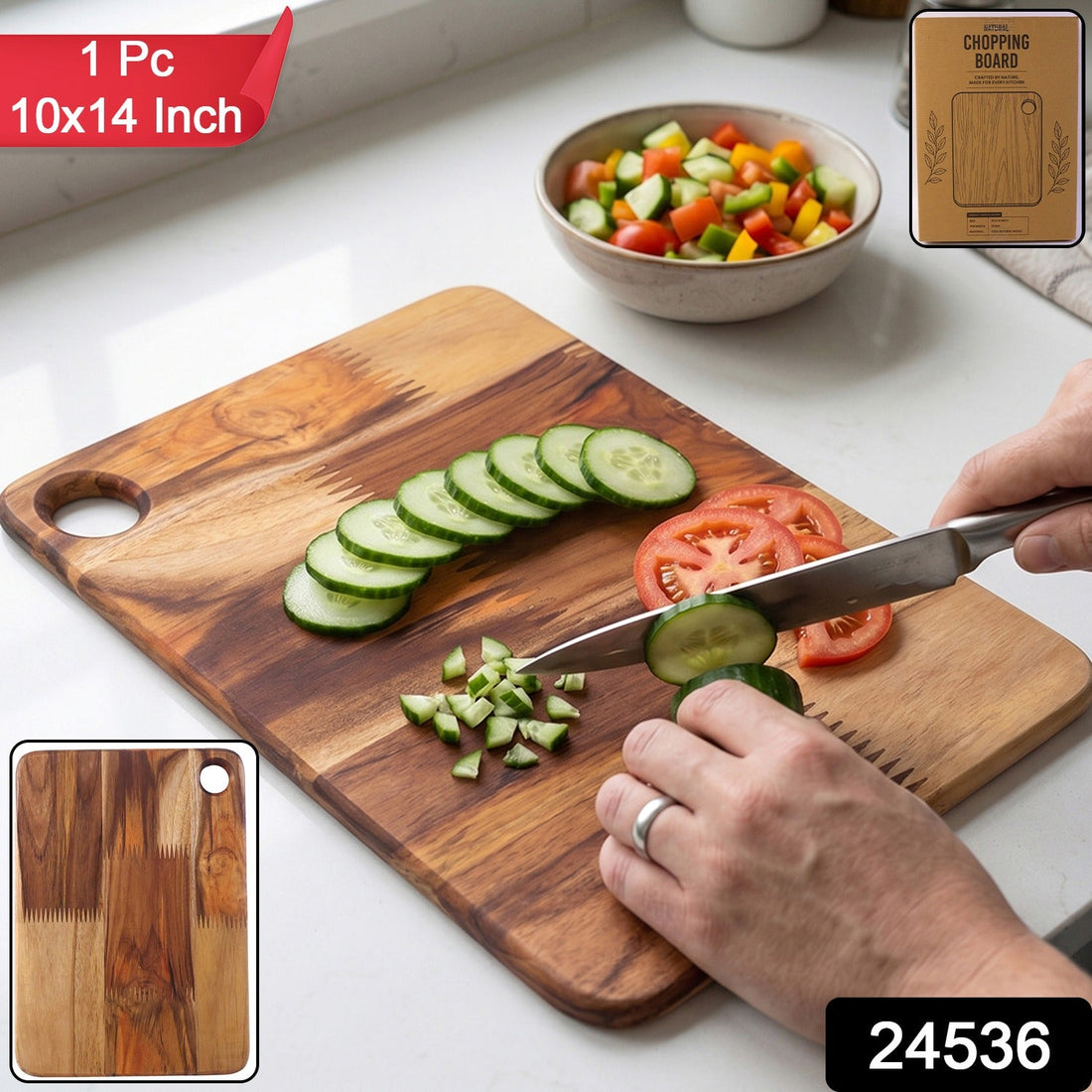 Wooden chopping and cutting board for kitchen, 10 x 14 inch (1 pc)