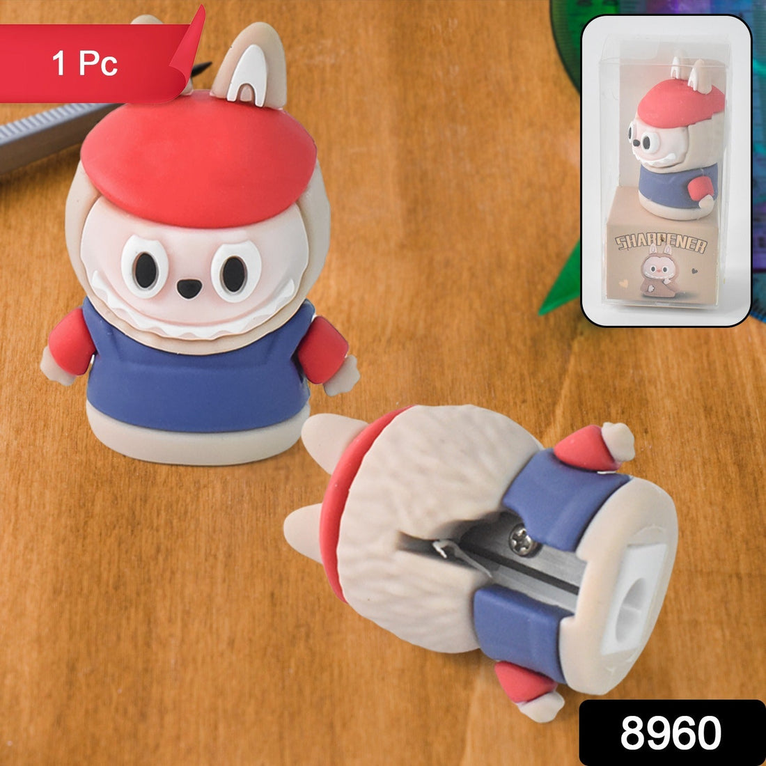 Assorted cartoon pencil sharpeners with dual sharpener and eraser functions