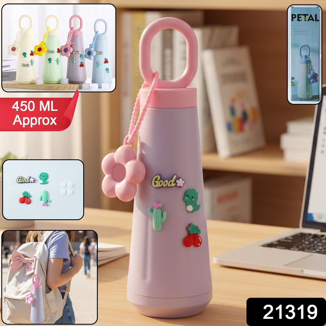 450ML leak-resistant portable water bottle with hanging loop