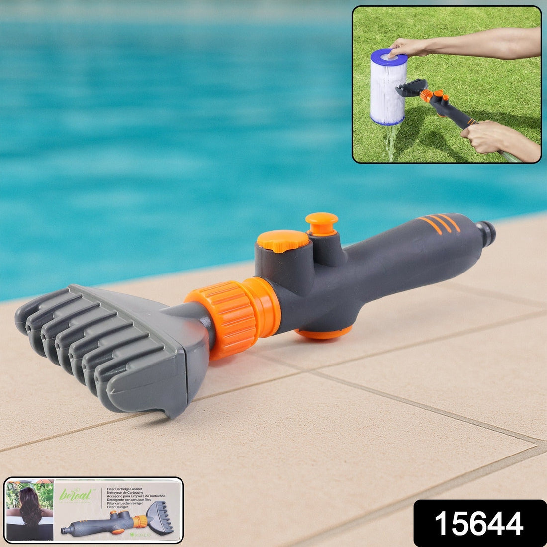 High-pressure pool filter cartridge cleaner nozzle with multi-spray jet