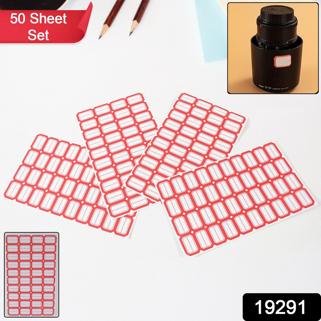 Stack of red border label stickers for versatile home and office organization.