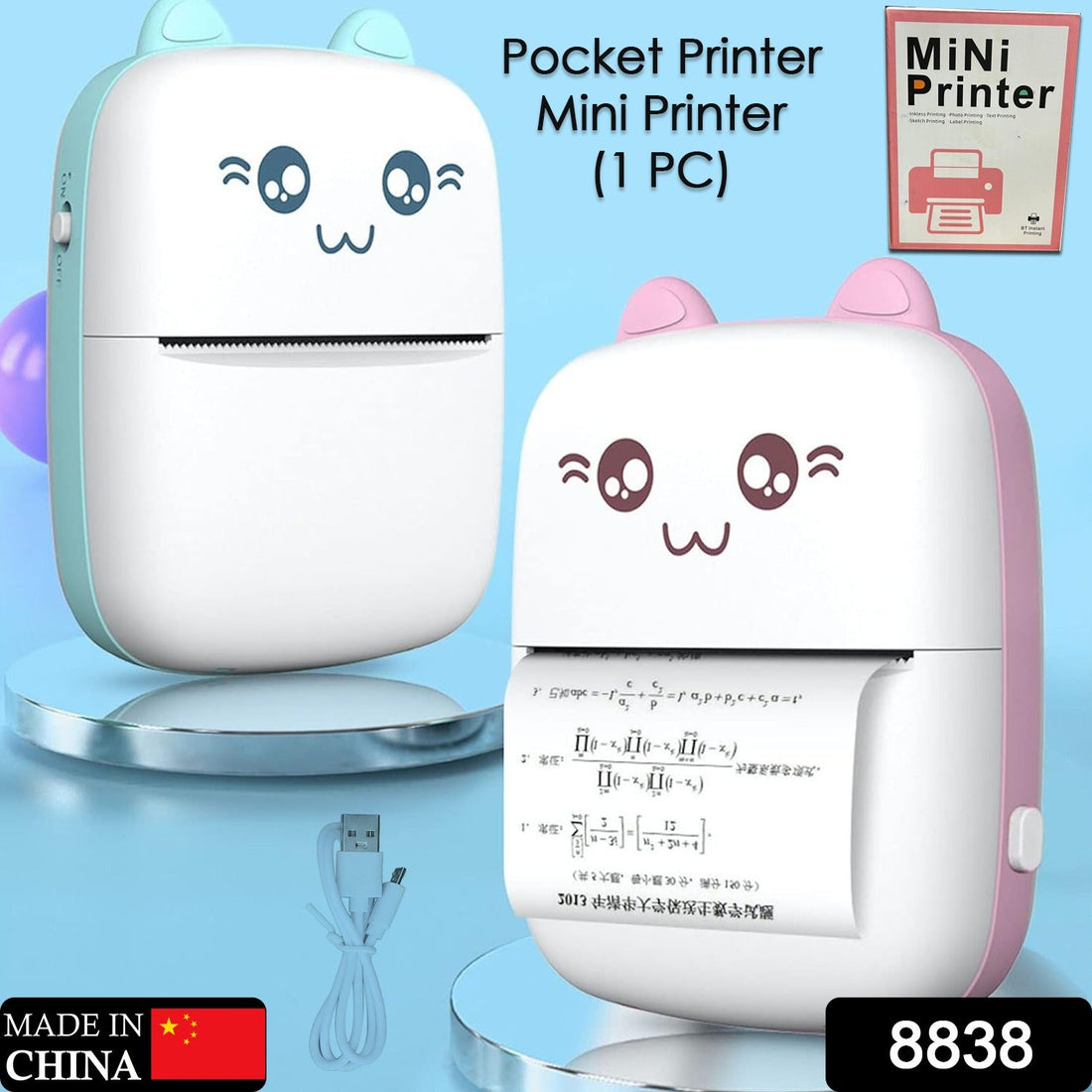 Voltronic Pocket Mini Printer, a compact wireless thermal printer, displayed on a white background.