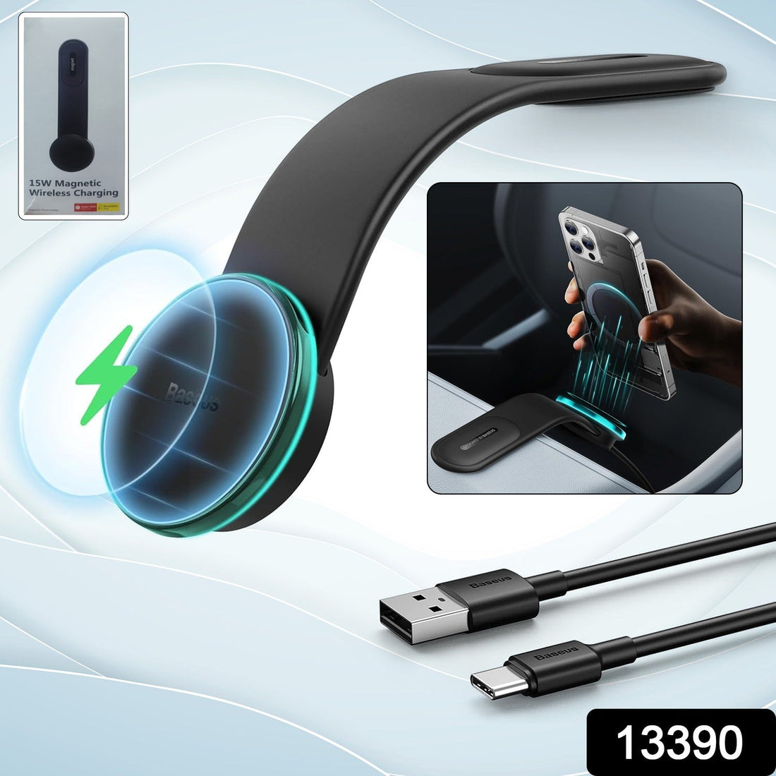 Magnetic car mount wireless charger for smartphones