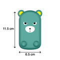 Side profile of the cartoon adjustable mobile stand, highlighting its compact foldable design.