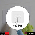 Multipurpose stainless steel adhesive wall hooks shown on various surfaces like tile and wood.