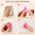 Installation steps for thumb cable holder — peel and stick