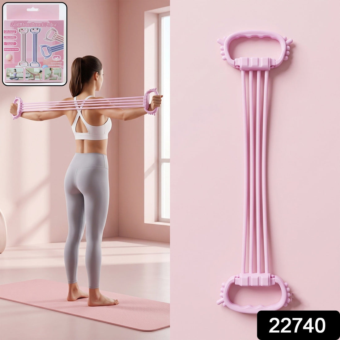Multifunctional chest expander puller with 3 tube resistance band for home gym (1 pc)