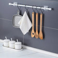 Modern design wall-mounted adhesive towel rod with dual utility hooks