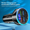 Detailed specs view of multi-port car charger with smart IC technology