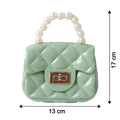 Compact quilted mini handbag with secure front lock closure