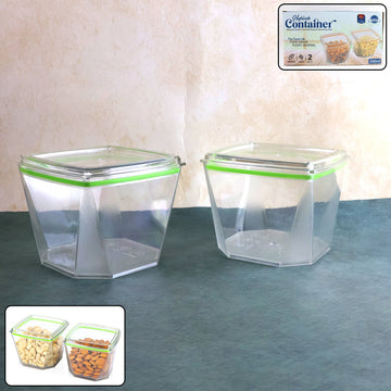 Two 500ml leak-proof food storage containers with green lids