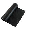Thick black waste disposal bag, demonstrating its tear-resistant quality.