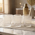 Crystal drinkware set with ribbed style suitable for all occasions