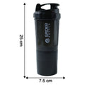 Size comparison showing compact 500ml protein shaker bottle