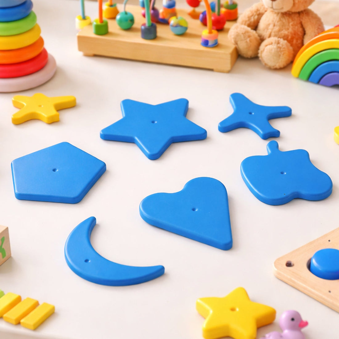 Colorful geometric shape puzzle blocks for kids