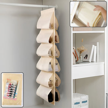 12-pocket hanging shoe organizer bag in bright mixed colors