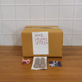 Cartoon animal door stopper set in home interior with kids safety focus