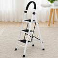 Space saving foldable step ladder for reaching high shelves