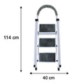 Portable 3 step stool ladder with wide anti slip steps