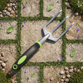 Comfortable grip garden fork for aerating and cultivating soil