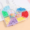 Full view of heart-shaped bead storage organizer box made from clear plastic