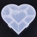 Back view of heart-shaped organizer box with bow designed lid and handle